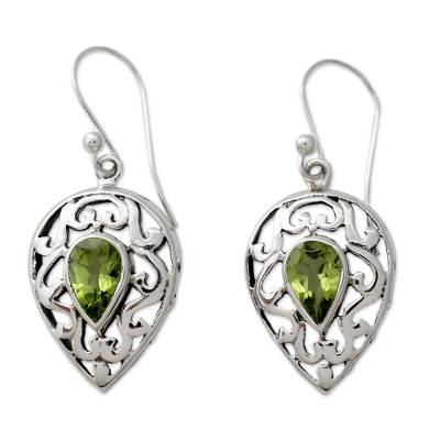 'Lime Lace' - India Jewelry Earrings in Sterling Silver and Peridot