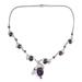 Amethyst Y-necklace, 'Dew Blossom'