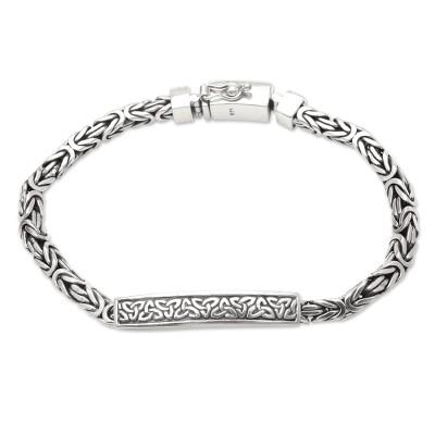 Celtic Wave,'Artisan Crafted Sterling Men's Celtic Trinity Knot Bracelet'