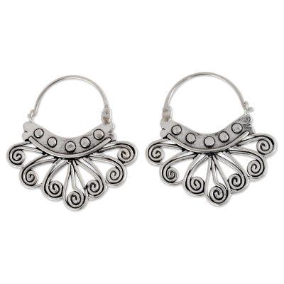 'Spiral Sierra' - Handcrafted Taxco Silver Hoop Earrings