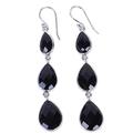Magical Elegance,'Triple Onyx Stone Dangle Earrings with Sterling Silver'