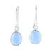 Luminous Sky Blue,'Sky Blue Chalcedony Dangle Earrings from India'