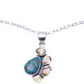 Golden Fusion,'Citrine and Composite Turquoise Pendant Necklace from India'