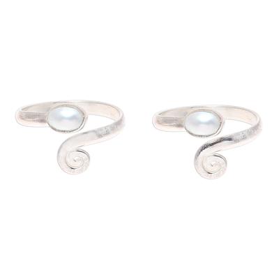 Glowing Flair,'Cultured Pearl Toe Rings Crafted in...