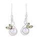 Spring Beauty,'Cultured Pearl and Faceted Peridot Dangle Earrings'