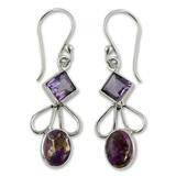 Amethyst dangle earrings, 'Bollywood Purple'