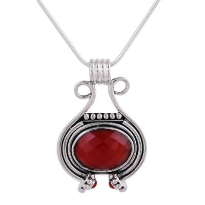'Desire' - Women's Jewelry Sterling Silver and Carnelian Necklace