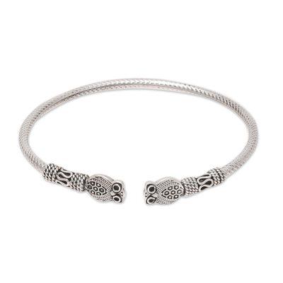Owl Hoot,'Sterling Silver Owl Cuff Bracelet from India'