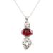 Sparkling Radiance,'Garnet and Blue Topaz Sterling Silver Pendant Necklace'