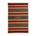 Majestic Stripes,'Indian Striped Wool Area Rug in Claret and Dark Taupe (4x6)'