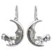 'Cow in the Moon' - Handmade Sterling Silver Dangle Earrings