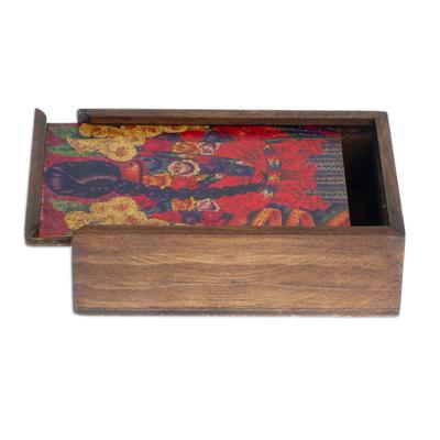 Wistfulness,'Handmade Decoupage Wood Box with Printed Cover from Mexico'