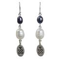 'Hill Tribe Blue' - Fair Trade Silver and Pearl Earrings