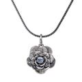 'Holy Lotus' - Handcrafted Floral Silver and Blue Topaz Necklace