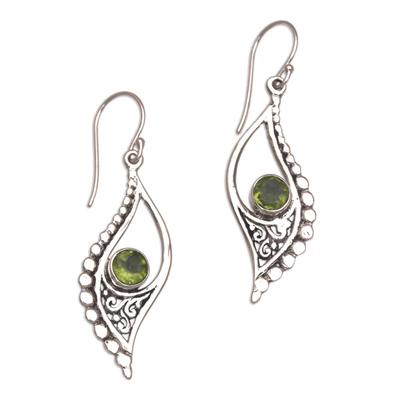 Jungle Dew,'Peridot and Sterling Silver Dangle Earrings from Indonesia'