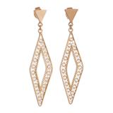 'Diamond-Shaped Gold Plated Sterling Silver Filigree Earrings'