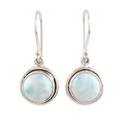 Snow Moon,'Larimar Cabochon and Sterling Silver Dangle Earrings'