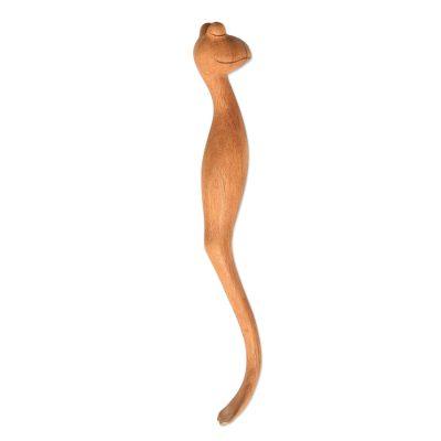 Sleepy Gecko,'Handmade Suar Wood Gecko Back Scratcher from Bali'