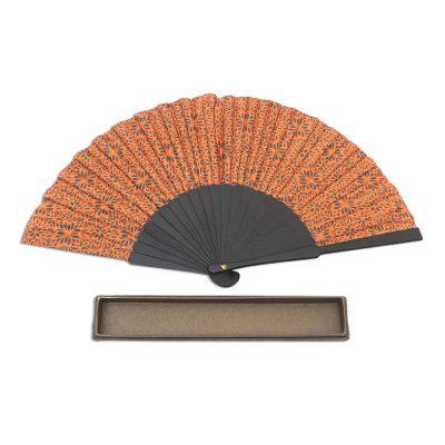 Aster Orange,'Hand Crafted Orange Batik Silk Fan'