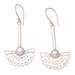 Gleaming Eyes,'Sterling Silver and Cultured Pearl Dangle Earrings'