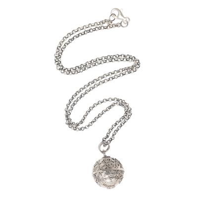 Sweet Breeze,'Silver Balinese Harmony Ball Necklac...