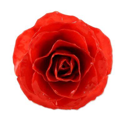 Rosy Mood in Red,'Artisan Crafted Natural Rose Bro...