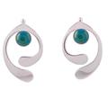 Caress of an Angel,'Chrysocolla and Sterling Silver Drop Earrings from Peru'