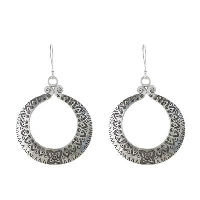 Floral Karen Rings,'Floral Karen Silver Dangle Earrings from Thailand'