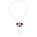 Charming Orchid,'Thai Gold Accent Purple Natural Orchid Pendant Necklace'