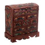 Bird of Paradise,'Colonial Hand Tooled Leather Jewelry Chest'