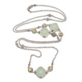 Buddha Gems,'Chalcedony and Peridot Long Station Necklace from Bali'