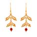 'Leaf Shaped Gold-Plated Carnelian Filigree Dangle Earrings'