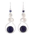 'Pendulum of Time' - Modern Sterling Silver Dangle Lapis Lazuli Earrin