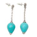 Blue Censer,'Sterling Silver Earrings with Blue Reconstituted Turquoise'