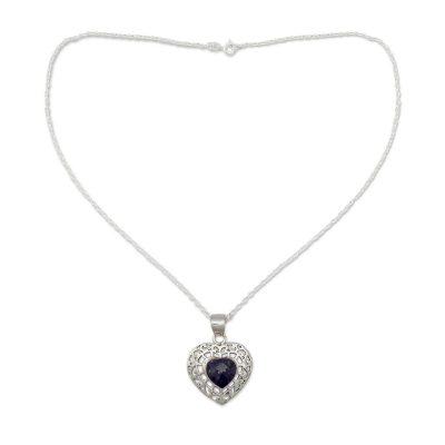'Mughal Romance' - Heart Shaped Sterling Silver and Lapis Lazuli Neckla