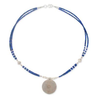 'Mind Journey' - Fine Silver and Lapis Lazuli Necklace