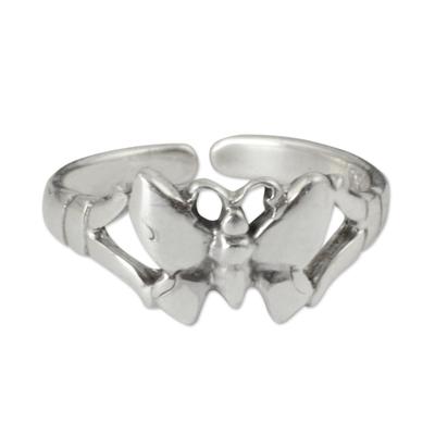 Sterling silver toe ring, 'Moonlit Butterfly'