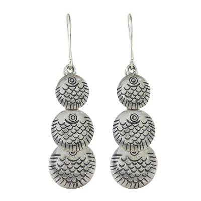 Karen Scales,'Karen Silver Dangle Earrings with Scale Motifs'
