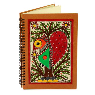 Madhubani journal, 'Bihar Lovebird'