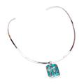 Serene Caribbean,'Silver Choker Collar Necklace with Composite Turquoise'