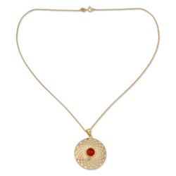 'Jaipur Sun' - Gold Vermeil and Orange Onyx Necklace Indian Jewelry