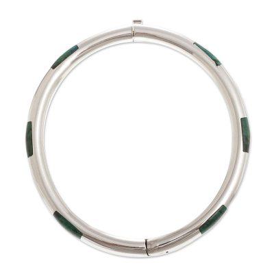 Inside Story,'Polished Sterling Silver Bangle with Chrysocolla'