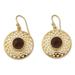 Gold vermeil smoky quartz dangle earrings, 'Jaipur Suns'