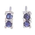 Empress of Prophecy,'Faceted Round Sapphire Stud Earrings in a High Polish Finish'