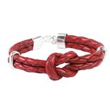 Knot Now,'Braided Red Leather and Sterling Silver Bracelet'
