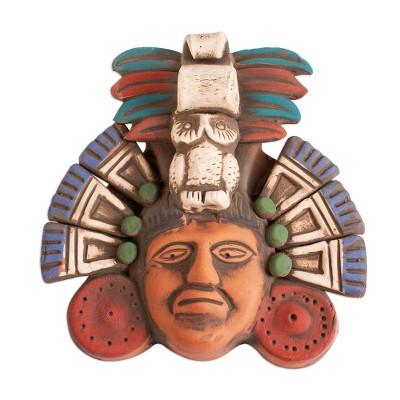 Ah Puch Headdress,'Handcrafted Ceramic Mask of May...