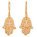 Gold vermeil filigree dangle earrings, 'Hamsa Symbol'