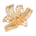 'Tropical Orchid' - Handcrafted Floral Vermeil Filigree Brooch Pin