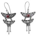 Balinese Pagoda,'Handcrafted Sterling Silver Balinese Earrings with Garnets'