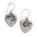 Peridot and sterling silver heart earrings, 'Love's Story'